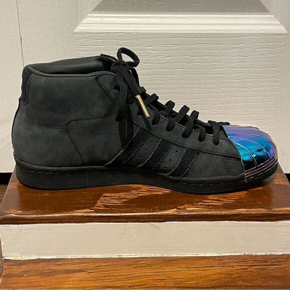Adidas Pro Model Suede Superstar Metal Toe Midtop Sneakers Shoes Black Size 6.5 - Picture 4 of 11